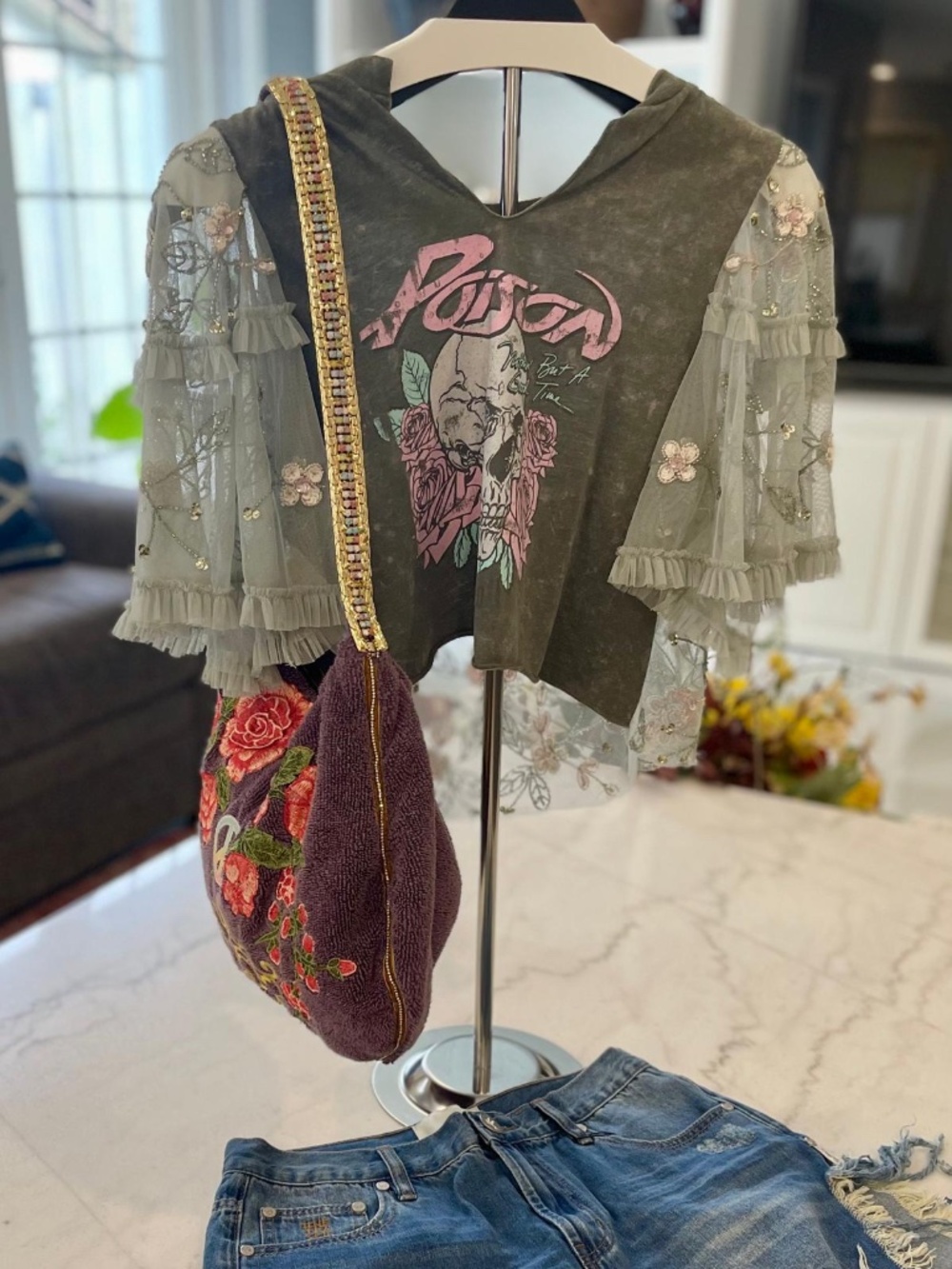 Glamorous Redesigned Rock Band Tee One of a Kind. Gorgeous! - Picture 11 of 14